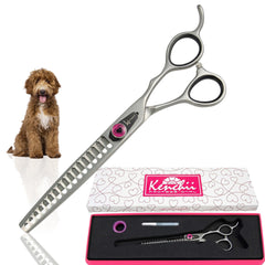 Kenchii Love dog grooming scissors full-view shows professional build for precise trimming and long-lasting sharpness.
