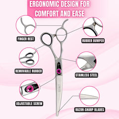 Kenchii Love left-handed dog grooming scissors micro-serrated edge grips hair for clean cuts