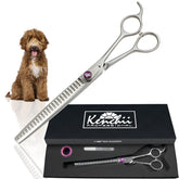 Kenchii Scorpion 24-Tooth Blending Scissors closeup blade for gentle trimming around paws.
