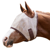 Kensington Fly Mask Web Trim on the horse's face in desert sand color for bite protection.
