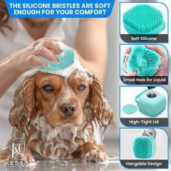 Kesarunique silicone scrubber brushes lather deeply while detangling short or long fur