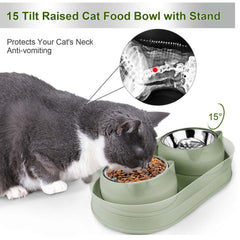 KEVIDEAWL double cat bowls for food and water simplify mealtimes.