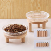 KGCCIZI raised whisker fatigue cat bowl with wooden legs, low height for kittens.