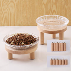 KGCCIZI raised whisker fatigue cat bowl with wooden legs, low height for kittens.