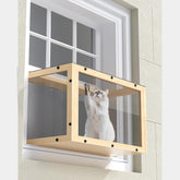KGCCIZI Window Cat Perch Catio side view shows sturdy wooden frame for indoor cats