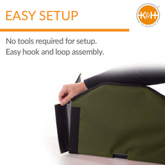 K&H Outdoor Kitty Dining Room Shelter assembly view; effortless hook-and-loop setup in minutes.