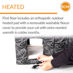 K&H Pet Products heated floor detail showing 20W heater for cold weather warmth