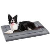 KHONSU PET dog bed mat inside crate with slim cooling pad and flannel side.