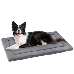 KHONSU PET dog bed mat inside crate with slim cooling pad and flannel side.