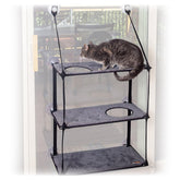 K&H Kitty Sill triple-stack view provides sunlit vantage and enrichment.