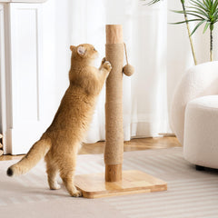 Kicari 29-inch tall cat scratching post with pear wood for sturdy indoor use.
