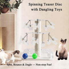 Kicari Modern 3-in-1 cat toy two-layer spinning disc in action
