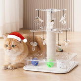 Kicari Modern 3-in-1 cat toy acrylic white front view for indoor enrichment
