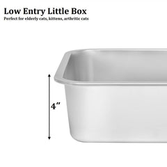 Kichwit stainless steel cat litter box side view highlighting sturdy construction.