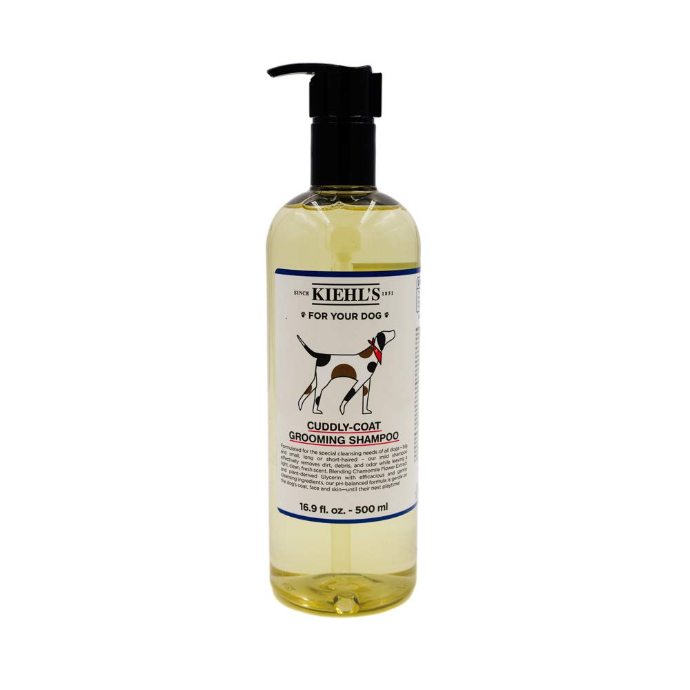 Kiehl's Cuddly-Coat Grooming Shampoo bottle for gentle coat cleansing and skin care.