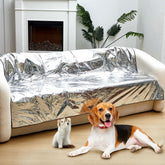 Kigley pet deterrent mat on brown couch protects furniture from pets and mess.
