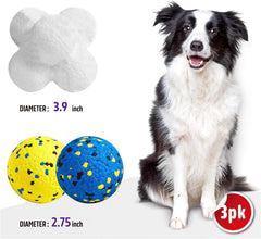 Kimee 3.9-inch dog ball close-up with tough outer texture for chewers.