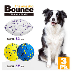 Kimee dog balls two-color-blue-yellow aid quick recognition during play.