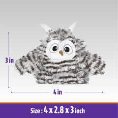 Kimee owl toy wings flap, stimulating hunting instincts with lifelike motion for engaging play.
