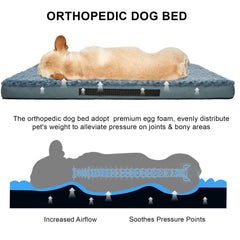 Kimpets dog bed uses egg-crate foam for even weight distribution and comfort.