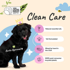 kin+kind Flea & Tick shampoo herbal ingredients—peppermint, rosemary and cedarwood.