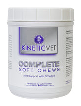 Kinetic Vet Complete Soft Chews bottle close-up supporting joint comfort and immune health