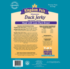 Kingdom Pets Duck Jerky raw slice shows lean protein for training rewards.