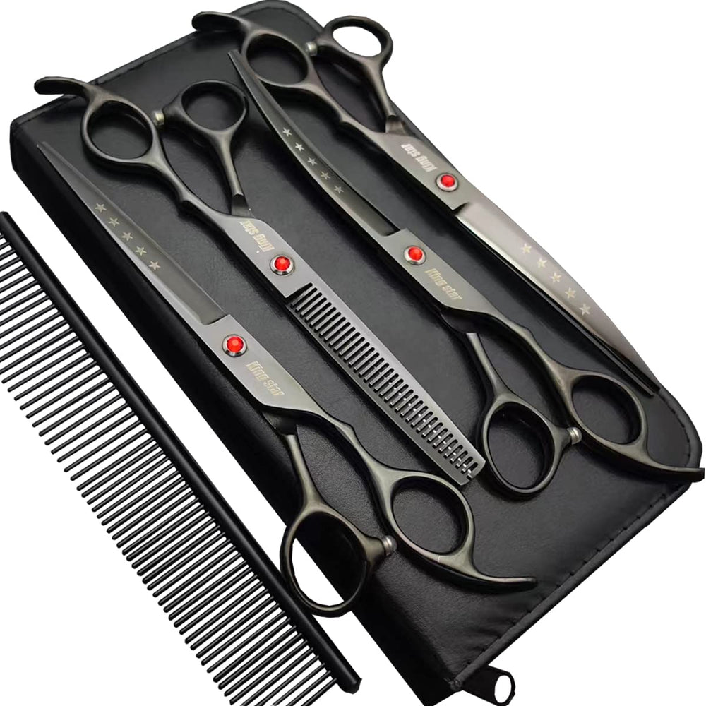 KINGSTAR 7.0in titanium dog grooming straight scissors for precise, smooth trims