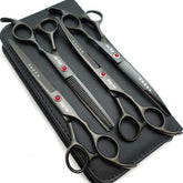KINGSTAR 7in titanium-black straight scissors for precise dog grooming