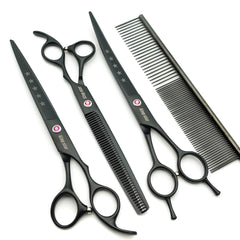Kingstar 8in matt black curved scissors with 25 to 30 degree curve for shaping.
