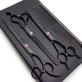 Kingstar 8in matt black straight scissors for precise trims.