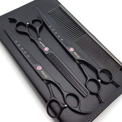 Kingstar 8in matt black straight scissors for precise trims.