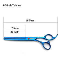 KINGSTAR titanium blue straight scissors—ergonomic grip for comfortable grooming sessions.