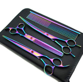 KINGSTAR titanium-plated straight scissors 8in for precise pet trims.