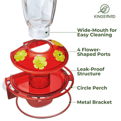 Kingsyard window hummingbird feeder nectar reservoir close-up with leak-proof base