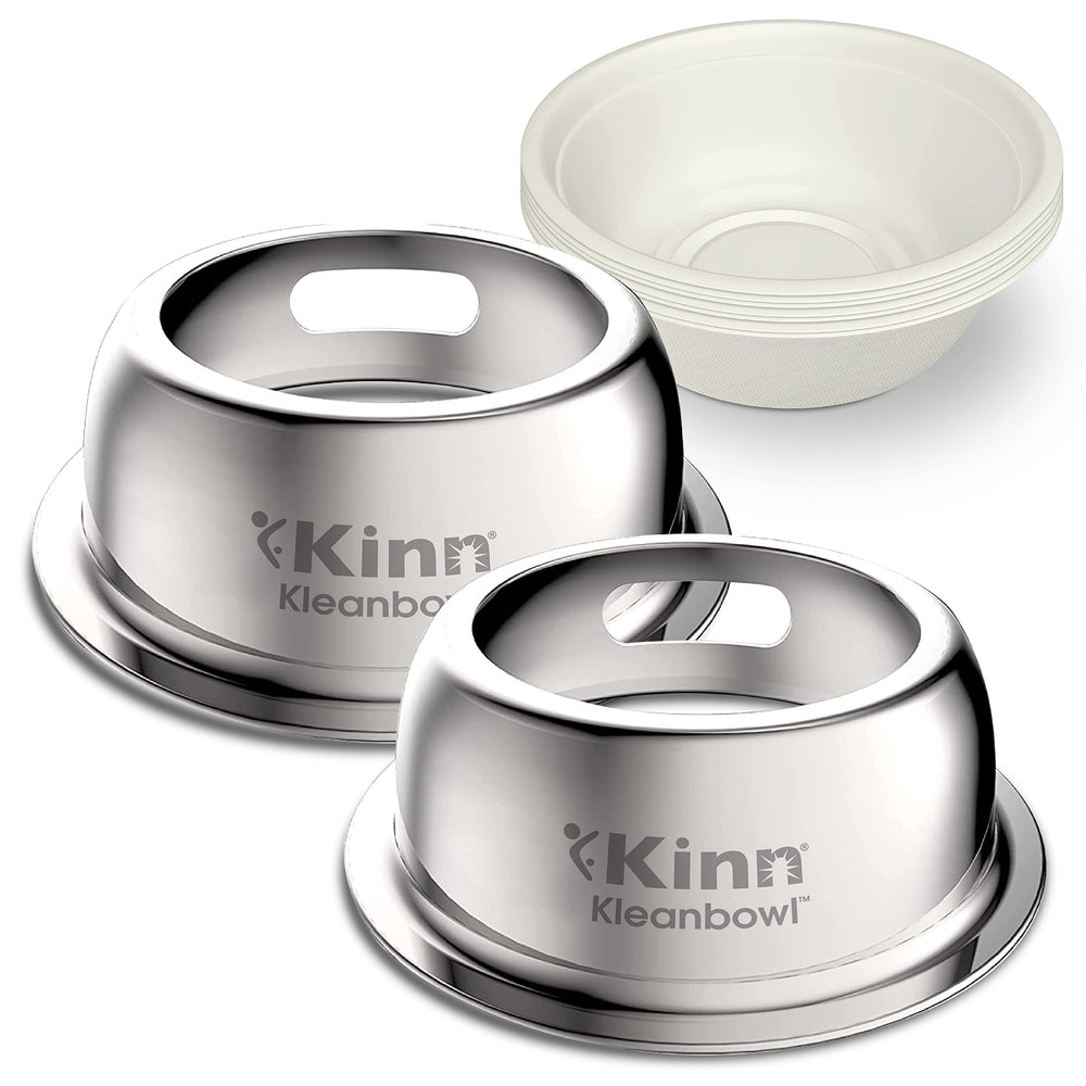Kinn Kleanbowl stainless frame closeup shows sturdy, spill-resistant construction