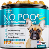 Kinpur No Poo Chews bottle front with natural ingredients for digestion support.