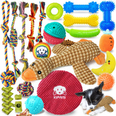 KIPRITII Puppy Teething Chew Toys front view showing varied toys for dental health.
