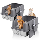 KISENG XL stainless steel litter box top view, spacious interior for large cats