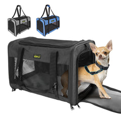KISFLY small-dog-carrier folded for compact storage and easy transport.