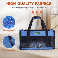 KISFLY top-open blue carrier for easy access and quick cuddle breaks during travel.
