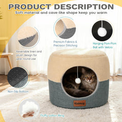 KISIMUY Cat Cave Bed donut cushion offers cozy surface for stretching and playful pawing
