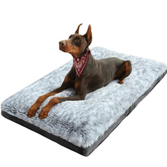 KISYYO orthopedic dog bed large grey with plush edge for cozy, supportive rest