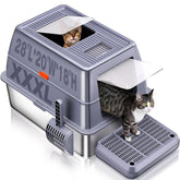 KITCATY XXXL stainless steel litter box with lid offers generous space for large cats.