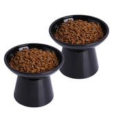 KITCHENLESTAR 6.2-inch elevated cat bowls in black for convenient feeding.