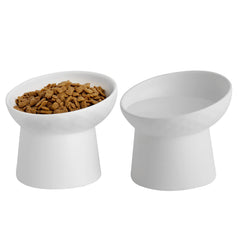 KITCHENLESTAR ceramic raised cat bowls tilt design keeps food centered for easier meals