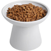 KITCHENLESTAR elevated cat bowl with wide opening supports whisker-friendly feeding.