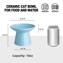 KITCHENLESTAR elevated ceramic water bowl closeup highlighting non-absorbent ceramic for clean feeding.
