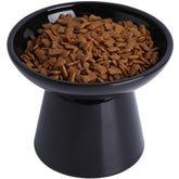 KITCHENLESTAR elevated ceramic cat bowl black; supports comfortable, neck-friendly meals for senior cats.