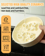 KITCHENLESTAR yellow ceramic bowl with non-slip base reduces spills.